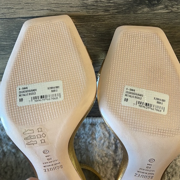 SCHUTZ Sanai Gold leather Metallic clear block heel sandal in size 8. Never worn - Picture 4 of 4